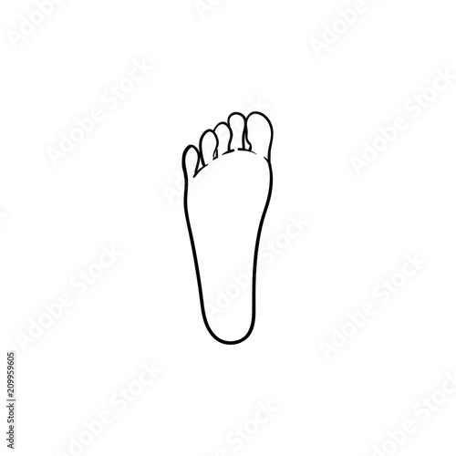 Footprint hand drawn outline doodle icon. Humans foot print anatomic vector sketch illustration for print, web, mobile and infographics on white background.