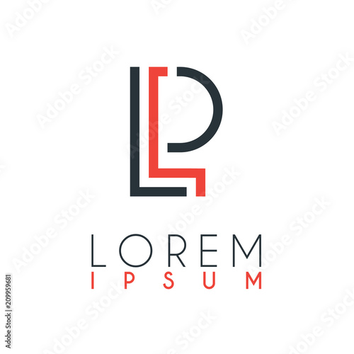The logo between the letter L and letter P or LP with a certain distance and connected by orange and gray color