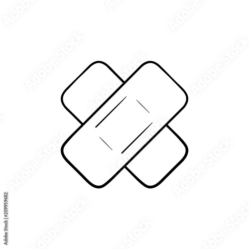 Adhesive plaster hand drawn outline doodle icon. Adhesive bandage as injury and first aid concept vector sketch illustration for print, web, mobile and infographics isolated on white background. © Visual Generation