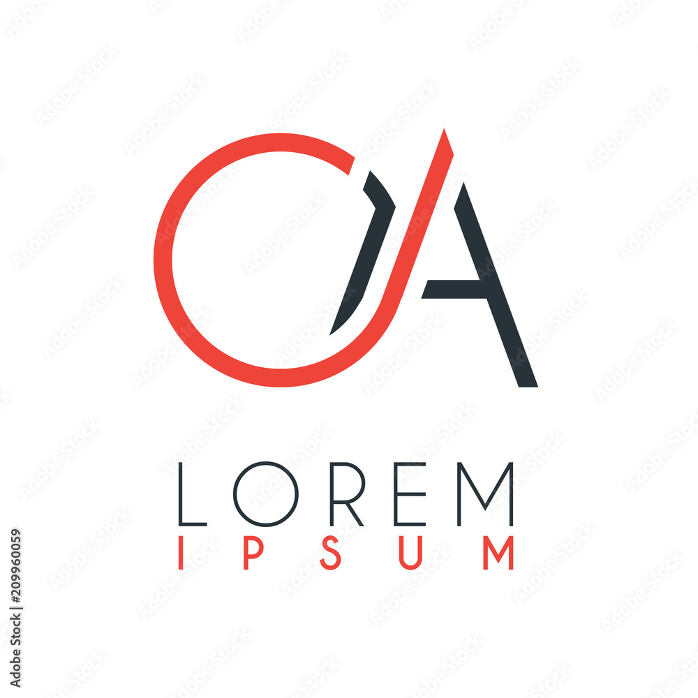 The logo between the letter O and letter A or OA with a certain distance and connected by orange and gray color The logo between the letter O and letter A or OA with a certain distance and connected by orange and gray color