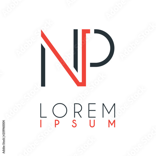 The logo between the letter N and letter P or NP with a certain distance and connected by orange and gray color