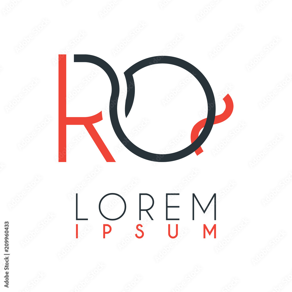 The logo between the letter R and letter Q or RQ with a certain distance and connected by orange and gray color The logo between the letter R and letter Q or RQ with a certain distance and connected by orange and gray color