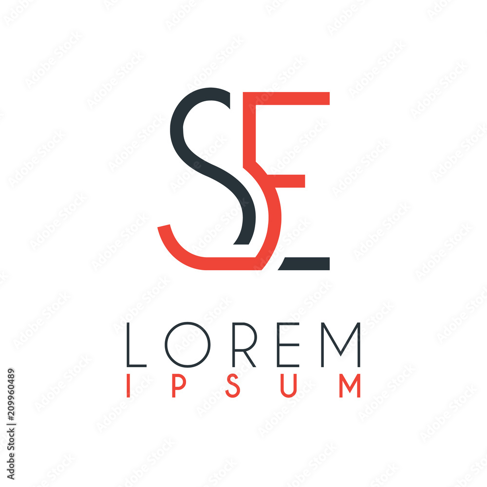 The logo between the letter S and letter E or SE with a certain distance and connected by orange and gray color The logo between the letter S and letter E or SE with a certain distance and connected by orange and gray color