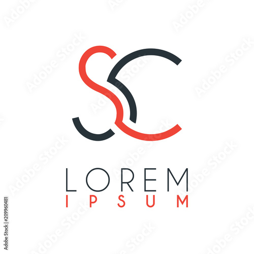 The logo between the letter S and letter C or SC with a certain distance and connected by orange and gray color