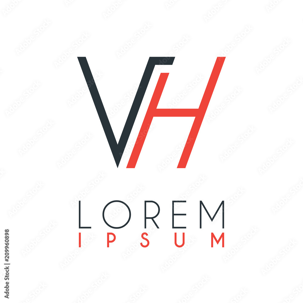 The logo between the letter V and letter H or VH with a certain distance and connected by orange and gray color The logo between the letter V and letter H or VH with a certain distance and connected by orange and gray color