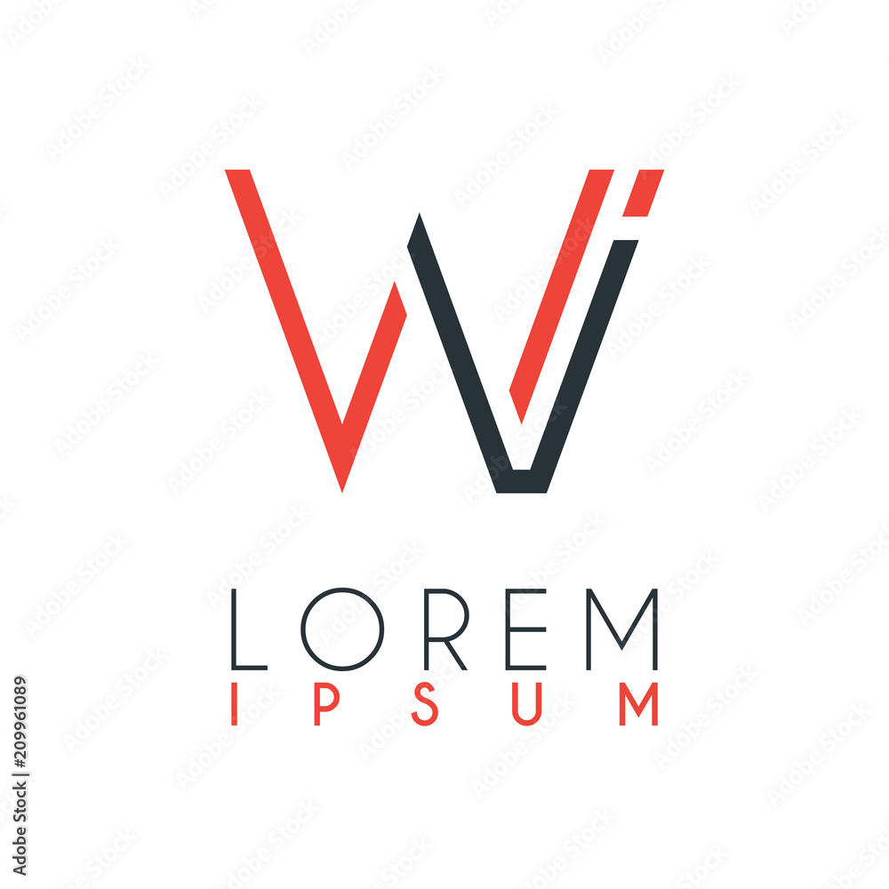 The logo between the letter W and letter I or WI with a certain distance and connected by orange and gray color The logo between the letter W and letter I or WI with a certain distance and connected by orange and gray color