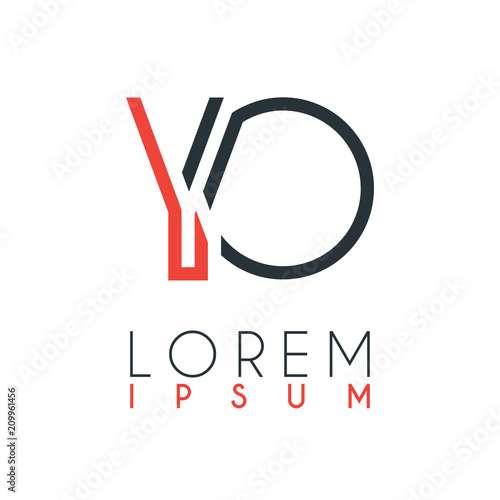 The logo between the letter Y and letter O or YO with a certain distance and connected by orange and gray color