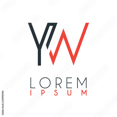 The logo between the letter Y and letter W or YW with a certain distance and connected by orange and gray color