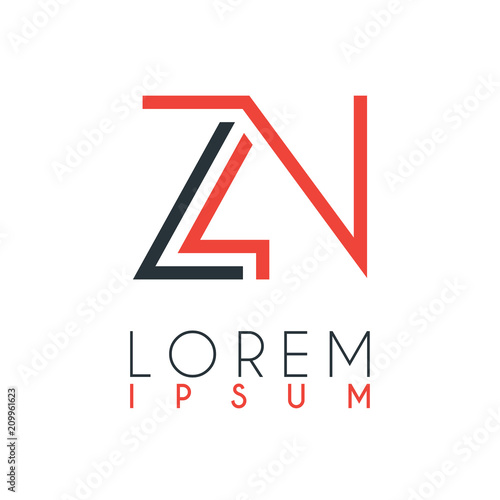 The logo between the letter Z and letter N or ZN with a certain distance and connected by orange and gray color