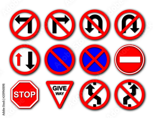Collection group of regulatory signs icon for paper cut style on white background