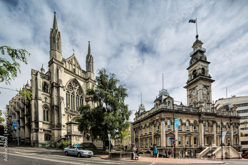 St Paul’s Cathedral and the Dunedin Town Hall, Dunedin New Zealand: