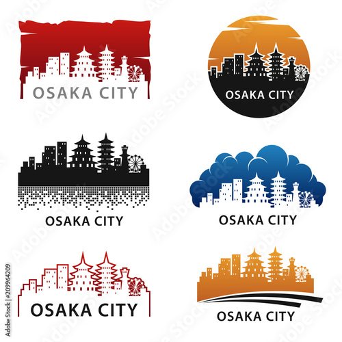 Osaka City Skyline Landscape Logo Template