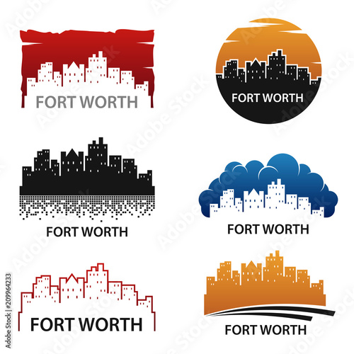 Fort Worth City Skyline Landscape Logo Template