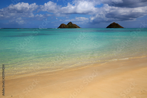 Lanikai beach with Mokulua Islands, Oahu, Hawaii