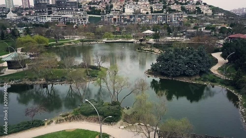 Aerial view of a lake near the İstanbul Turkey 