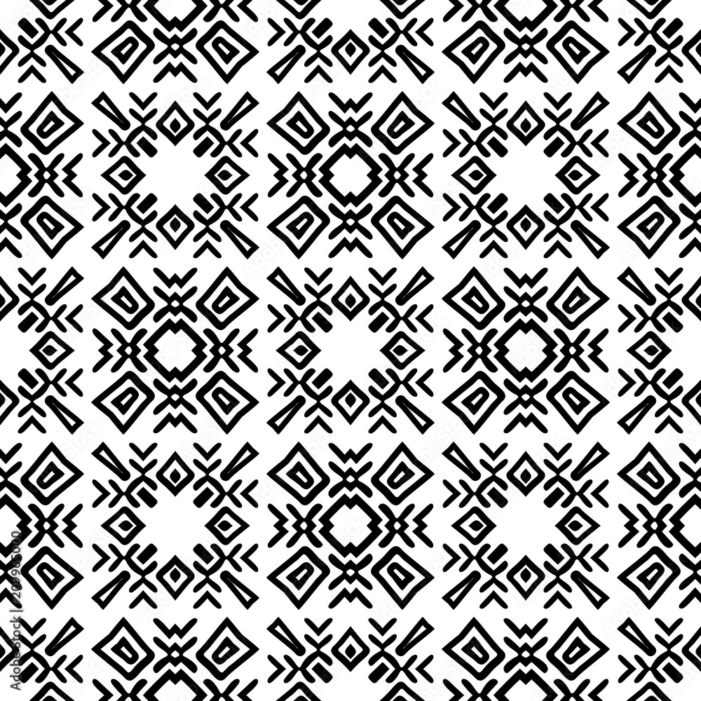 Black and White Seamless Ethnic Pattern. Tribal Black and White Seamless Ethnic Pattern. Tribal