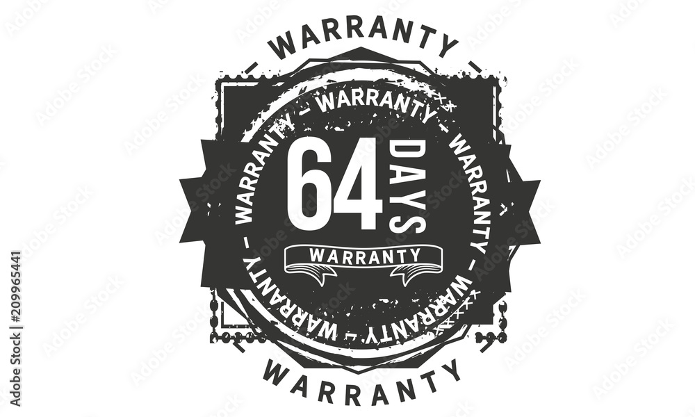 64 days warranty icon vintage rubber stamp guarantee