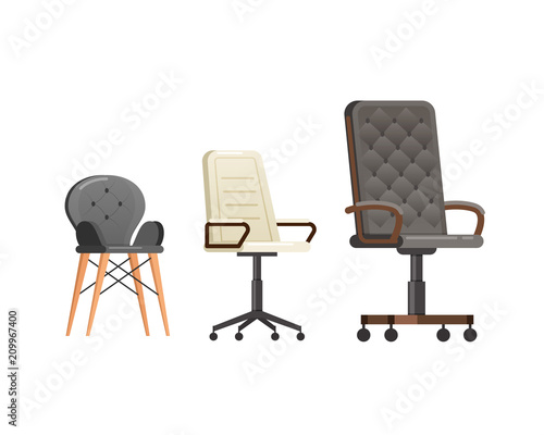 Set leather armchairs, chairs for home and work, comfortable furniture.