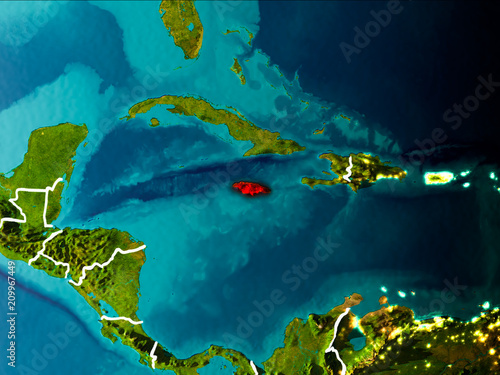 Map of Jamaica on Earth