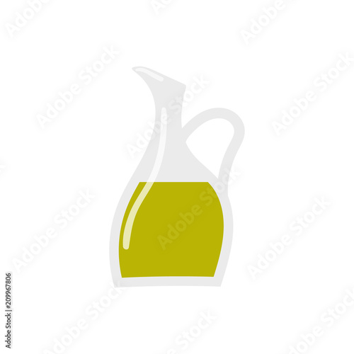 Glass bottle of premium virgin olive oil vector icon. Healthy eating cartoon illustration isolated on white background.