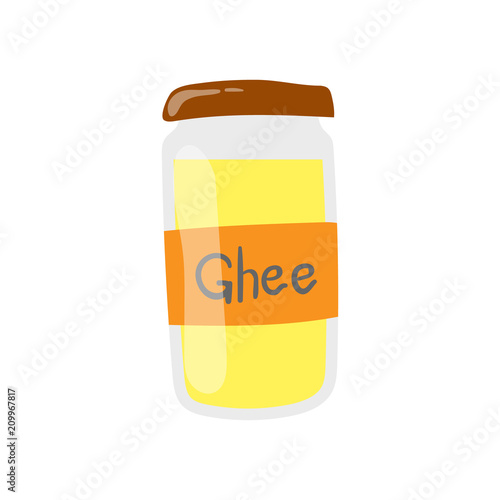 Ghee butter jar vector icon. Healthy eating cartoon illustration isolated on white background.