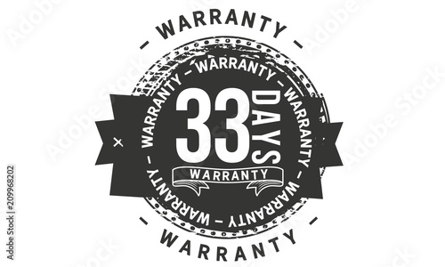 33 days warranty icon vintage rubber stamp guarantee