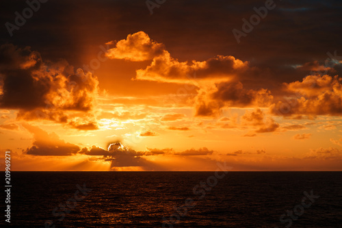 Beautiful sunset in atlantic ocean with amazing clouds © Hladchenko Viktor
