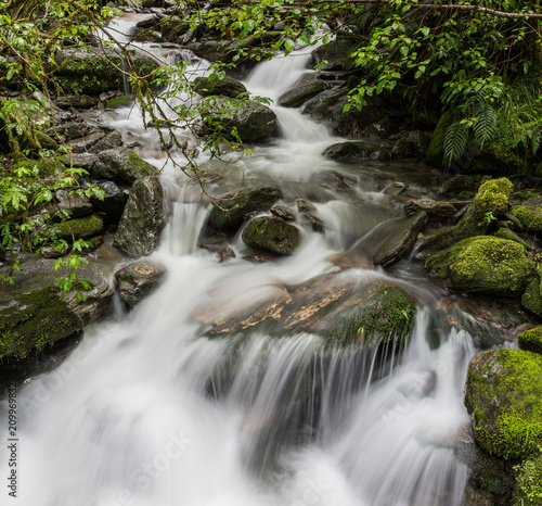 Fototapeta Naklejka Na Ścianę i Meble -  Waterfall at Fox Glacier, South Island, New Zealand