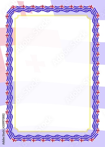 Frame and border of ribbon with Adjara flag, template elements for your certificate and diploma. Vector