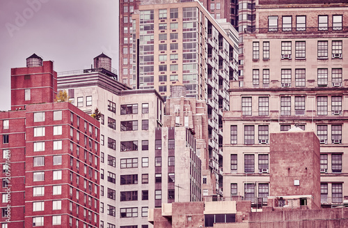 Fototapeta Rocznik tonujący obrazek starzy Manhattan budynki, Miasto Nowy Jork, usa.