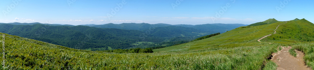 Fototapeta premium Bieszczady mountains, Poloniny mountains - panorama