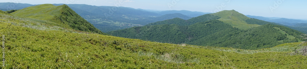 Fototapeta premium Bieszczady mountains, Poloniny mountains - panorama