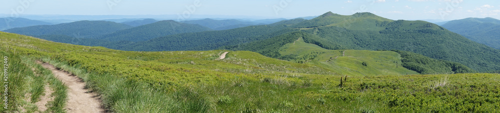 Fototapeta premium Bieszczady mountains, Poloniny mountains - panorama