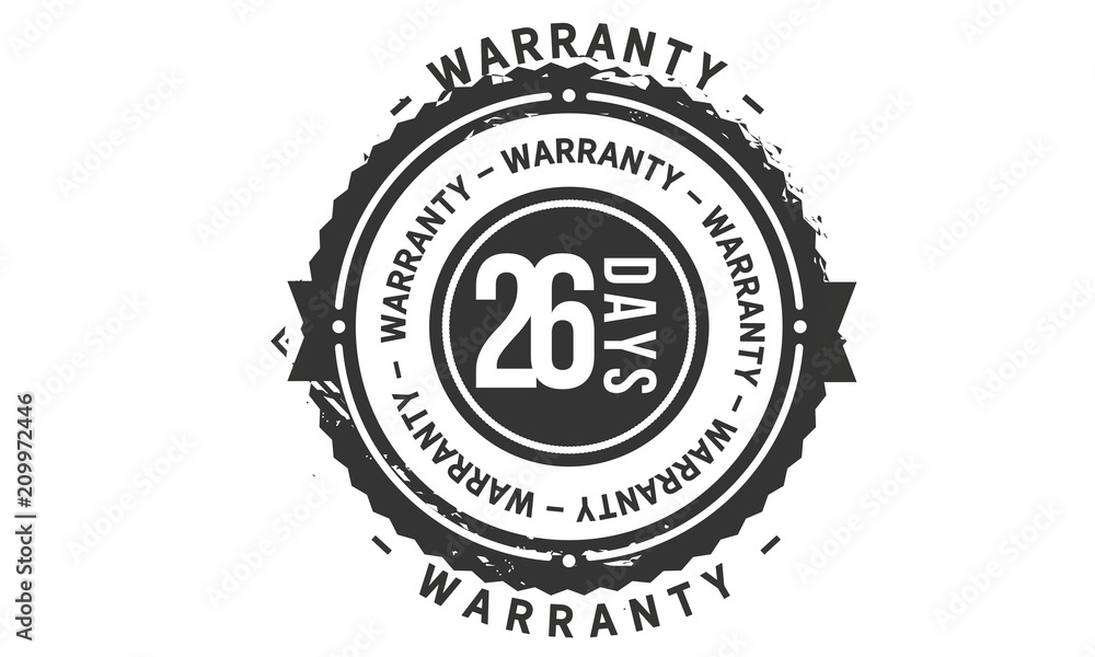 26 days warranty icon vintage rubber stamp guarantee