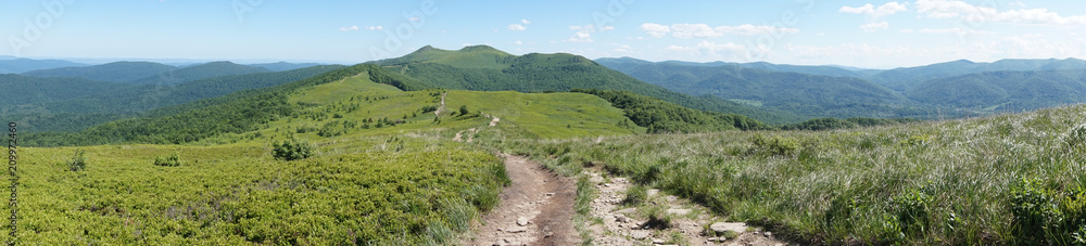 Fototapeta premium Bieszczady mountains, Poloniny mountains - panorama