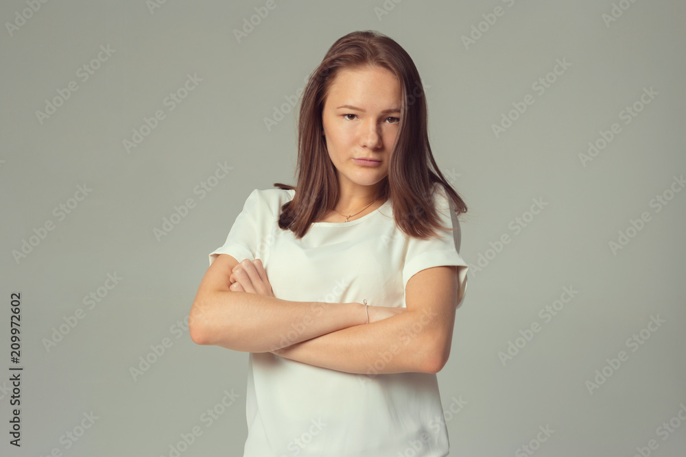 Closeup portrait, sad young woman Closeup portrait, sad young woman