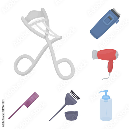 Hairdresser and tools cartoon icons in set collection for design.Profession hairdresser vector symbol stock web illustration.