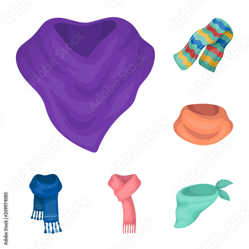 Scarf and Shawl cartoon icons in set collection for design.Clothes and Accessory vector symbol stock web illustration.