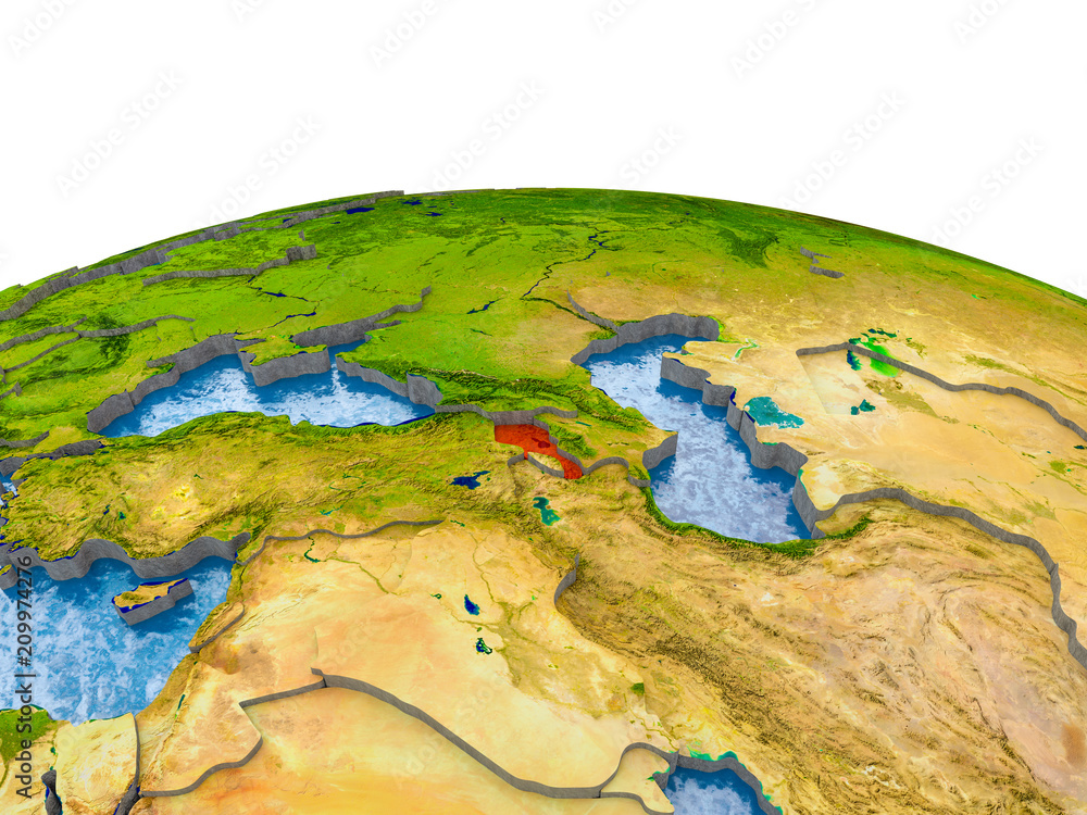 Armenia on model of Earth
