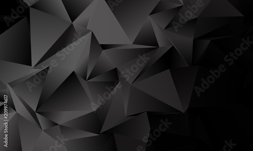 Black, gray polygon background. Vector imitation of the 3D illustration. Pattern with triangles of different scale. 