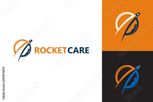 Rocket Care Logo Template Design Vector, Emblem, Design Concept, Creative Symbol, Icon