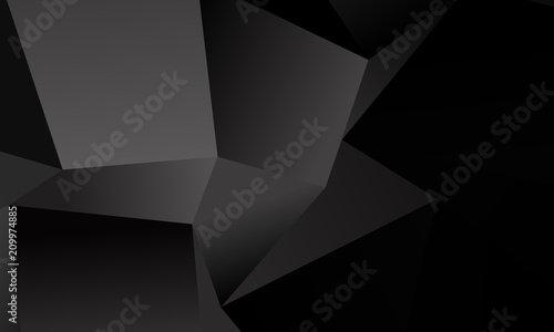 Black, gray polygon background. Vector imitation of the 3D illustration. Pattern with triangles of different scale. 