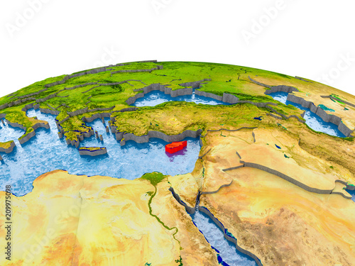 Cyprus on model of Earth