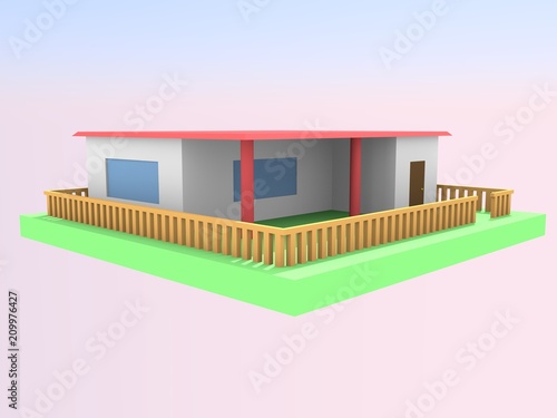 Maqueta 3d de casa habilitación lado izquierdo photo