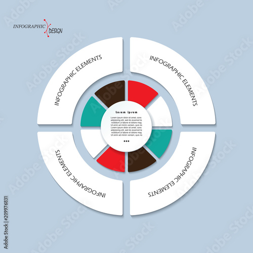 infographic vector circle template with 4 and 8 steps, parts, options, sectors, stages. Can be used for graph, pie chart, workflow layout, cycling diagram, brochure, report, presentation, web design