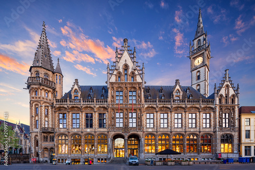 Old Post palace, front view, Ghent, Belgium.