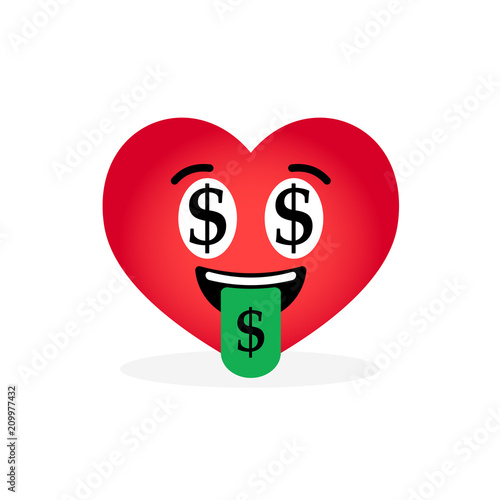 Cartoon Heart Emoticon, isolated on white background