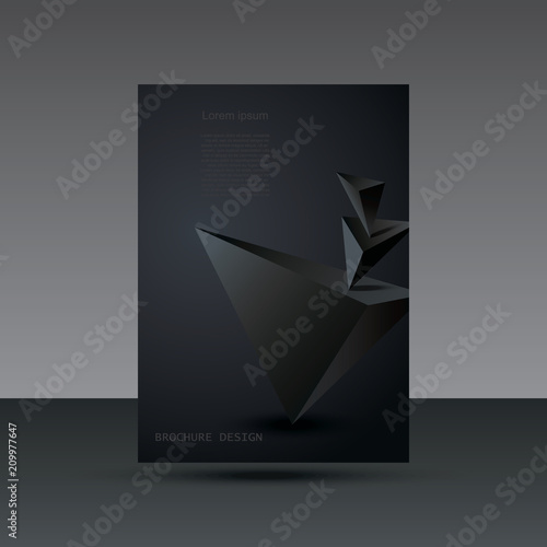 Brochure, flyer or cover design template with abstract black background