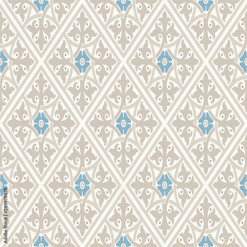Joseph Banks Winkelcentrum peper Vintage wallpaper. Modern geometric pattern, inspired by old wallpapers. Nice  retro colors - grey beige and faded blue. Stock Vector | Adobe Stock