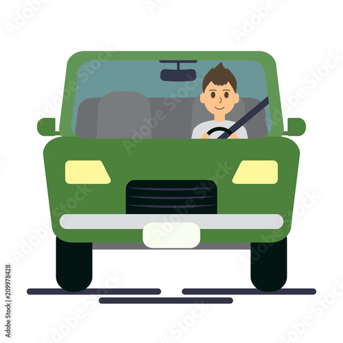 Man driving green